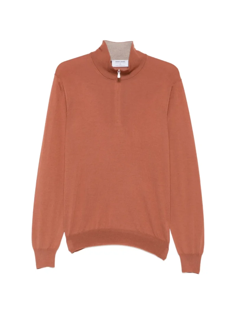 Pulover Gran Sasso Quarter-Zip Knitted portocaliu