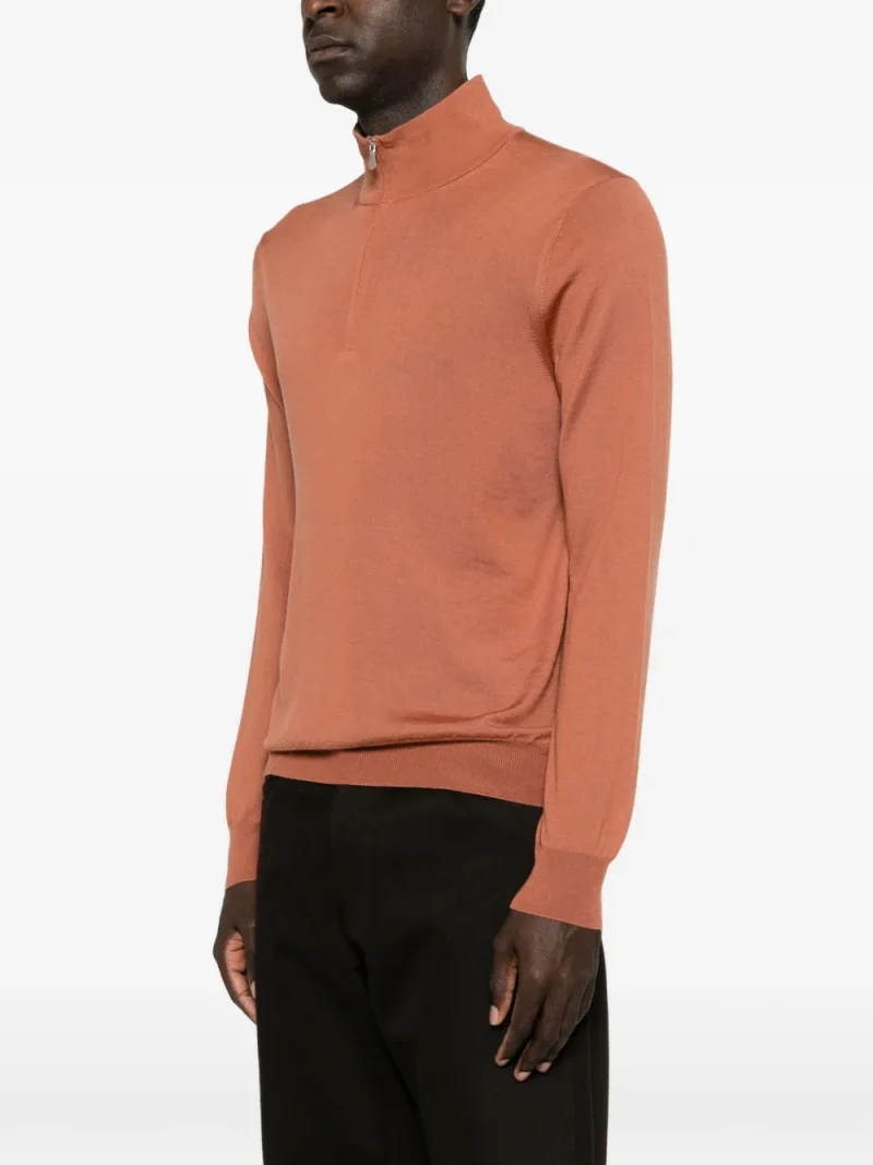 Pulover Gran Sasso Quarter-Zip Knitted portocaliu - imagine 3