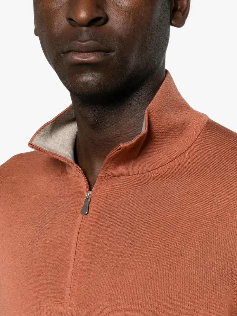 Pulover Gran Sasso Quarter-Zip Knitted portocaliu - imagine 5