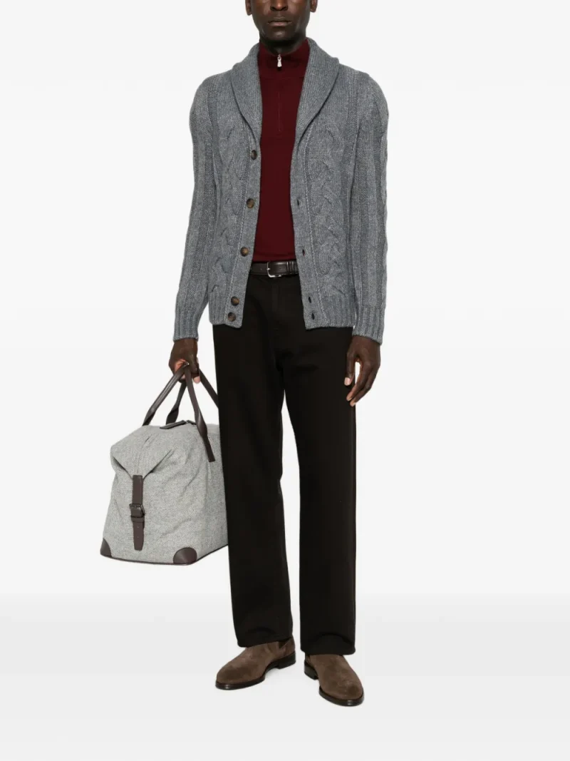 Pulover Gran Sasso Quarter Zip visiniu - imagine 4