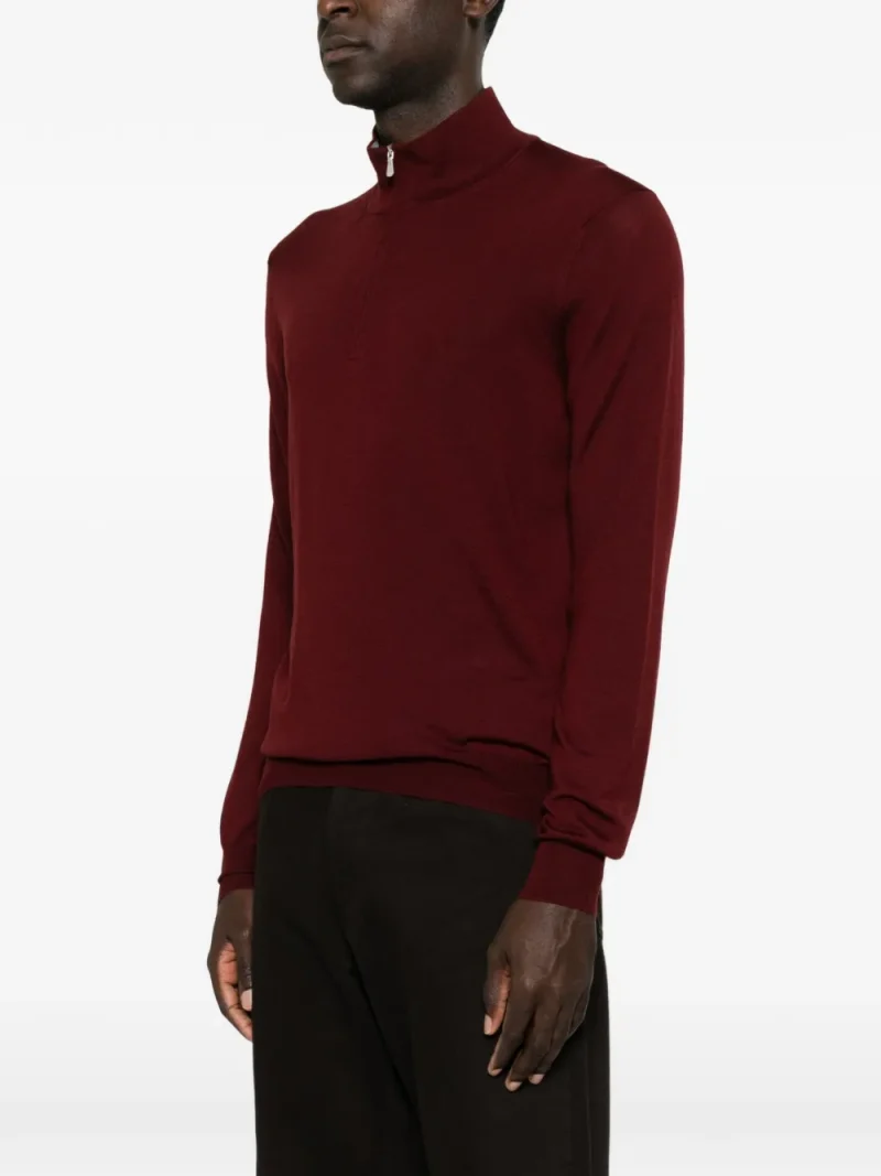 Pulover Gran Sasso Quarter Zip visiniu - imagine 3