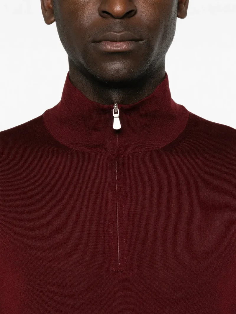 Pulover Gran Sasso Quarter Zip visiniu - imagine 5