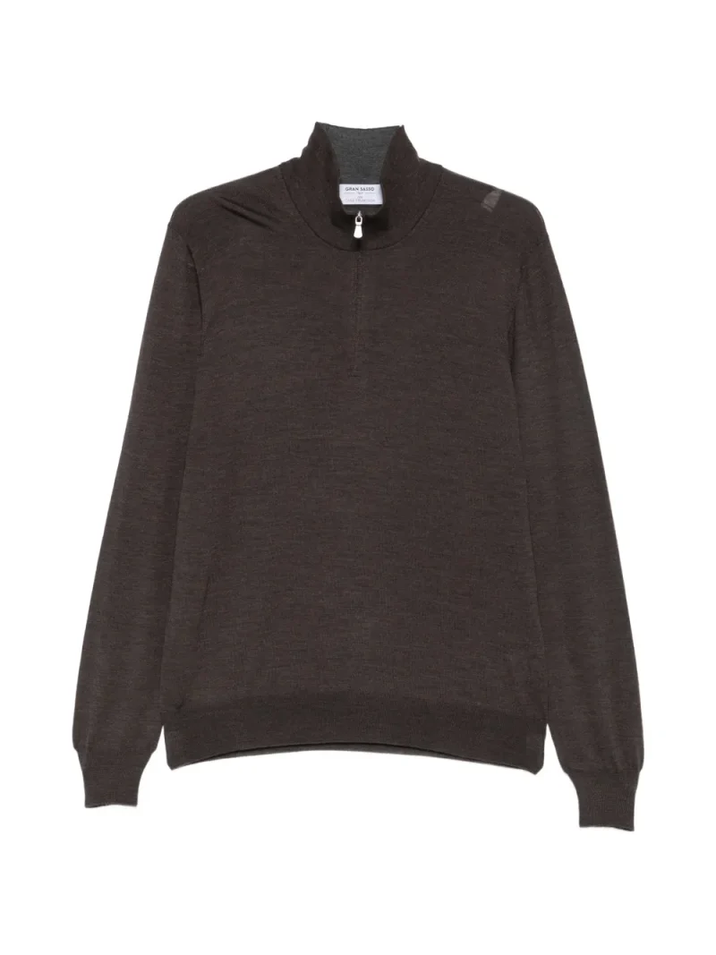Pulover Gran Sasso Quarter-Zip Wool maro
