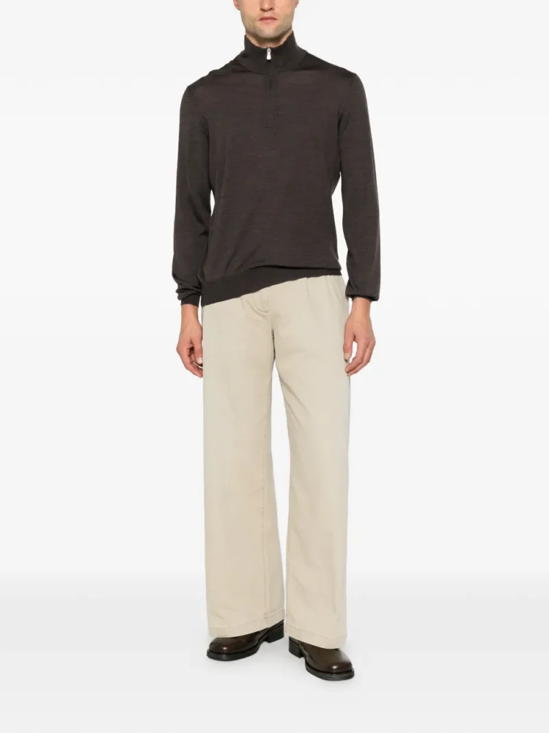 Pulover Gran Sasso Quarter-Zip Wool maro - imagine 4