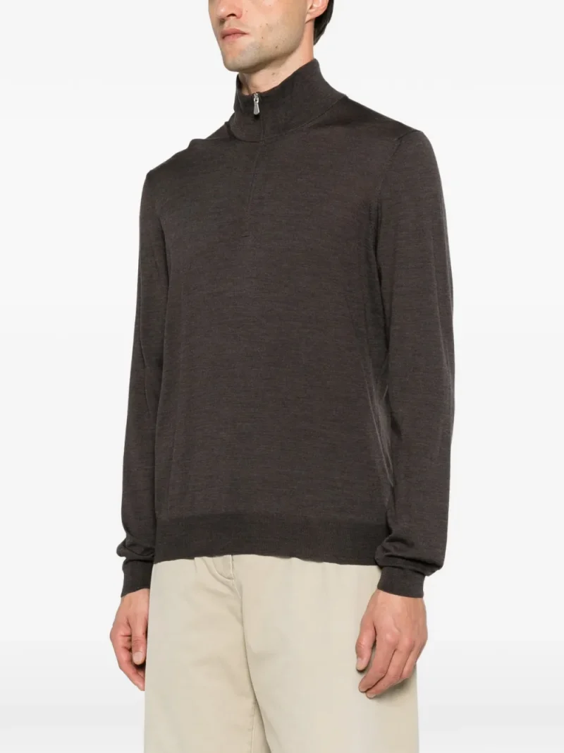 Pulover Gran Sasso Quarter-Zip Wool maro - imagine 3