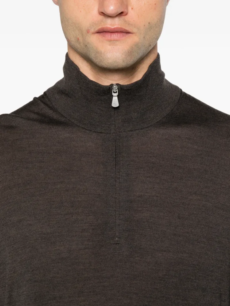 Pulover Gran Sasso Quarter-Zip Wool maro - imagine 5