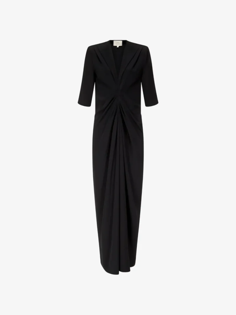 Rochie maxi LouLou de Saison Willa Gathered-Detailing negru