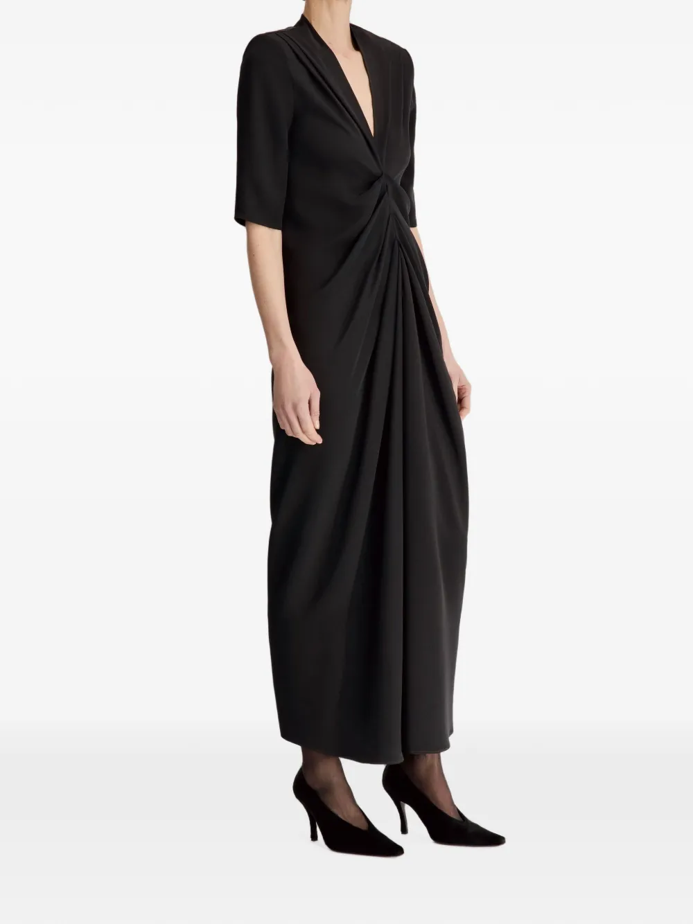 Rochie maxi LouLou de Saison Willa Gathered-Detailing negru - imagine 4