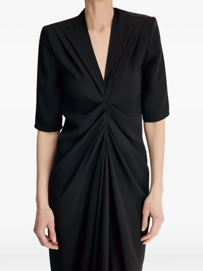 Rochie maxi LouLou de Saison Willa Gathered-Detailing negru - imagine 5