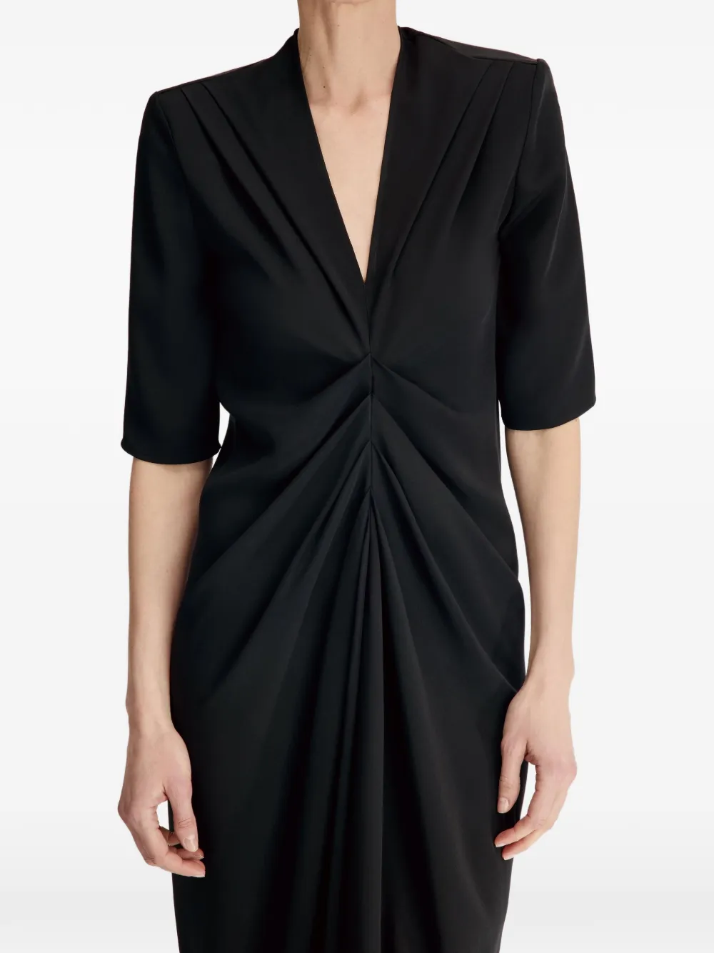 Rochie maxi LouLou de Saison Willa Gathered-Detailing negru - imagine 5