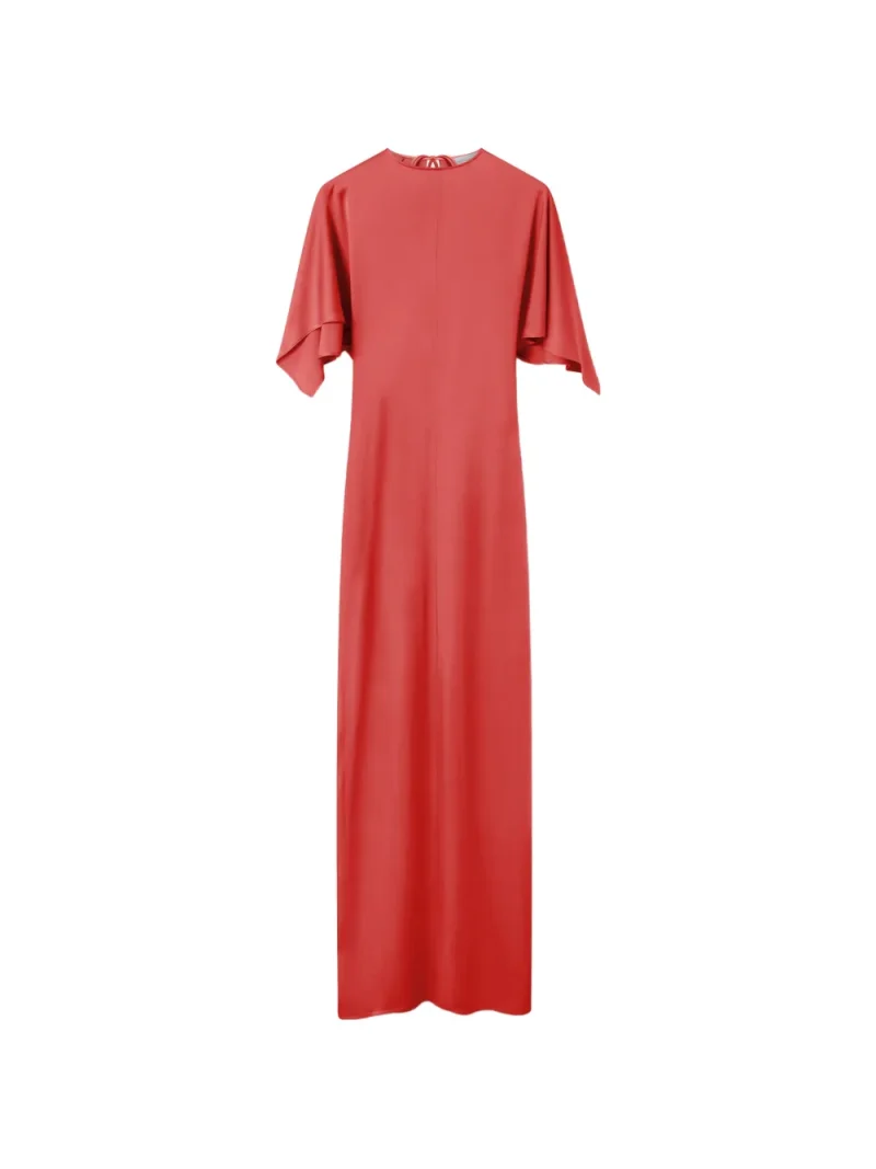 Rochie maxi Stella McCartney Cape-Sleeve Open-Back rosu