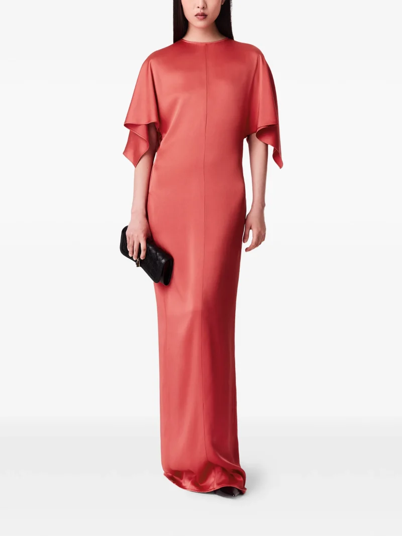 Rochie maxi Stella McCartney Cape-Sleeve Open-Back rosu - imagine 4