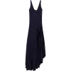Rochie maxi Stella McCartney Ruffled Asymmetric bleumarin
