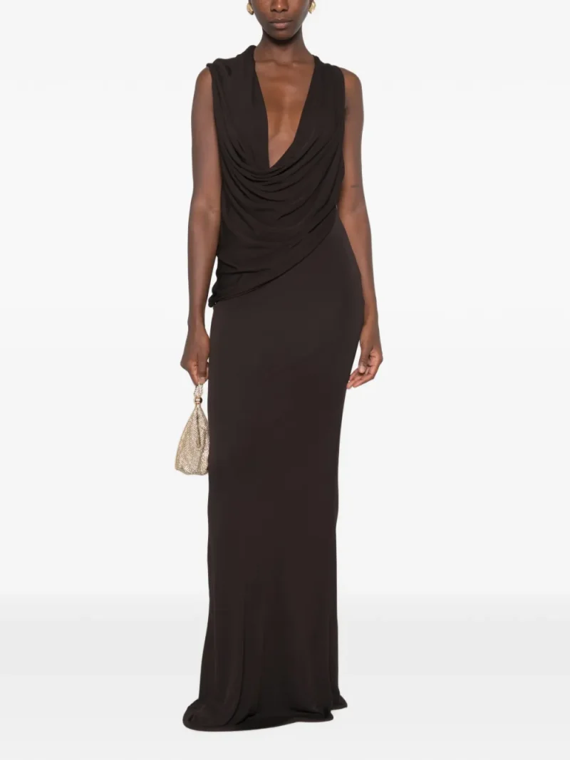 Rochie maxi Tom Ford Draped Neck maro