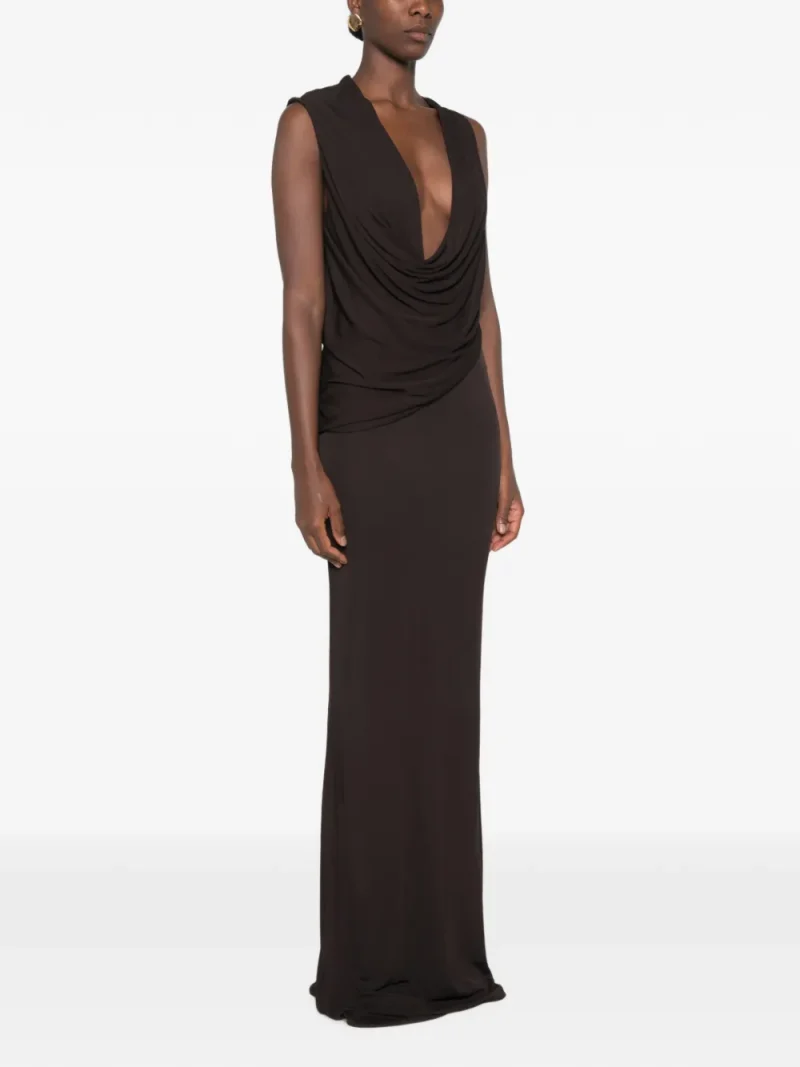 Rochie maxi Tom Ford Draped Neck maro - imagine 3