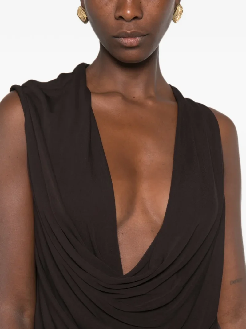 Rochie maxi Tom Ford Draped Neck maro - imagine 4