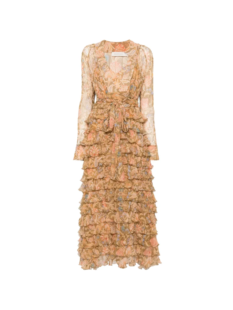 Rochie maxi Zimmermann Ruffled Floral-Print multicolor