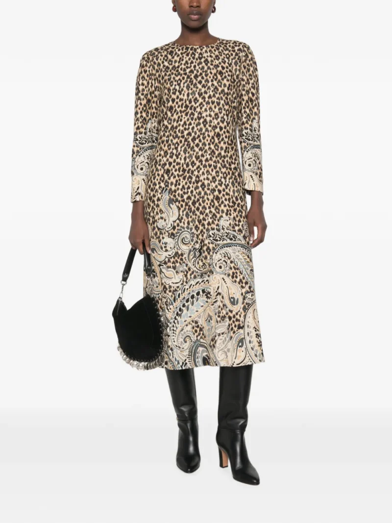 Rochie midi ETRO Leopard-Print maro - imagine 4