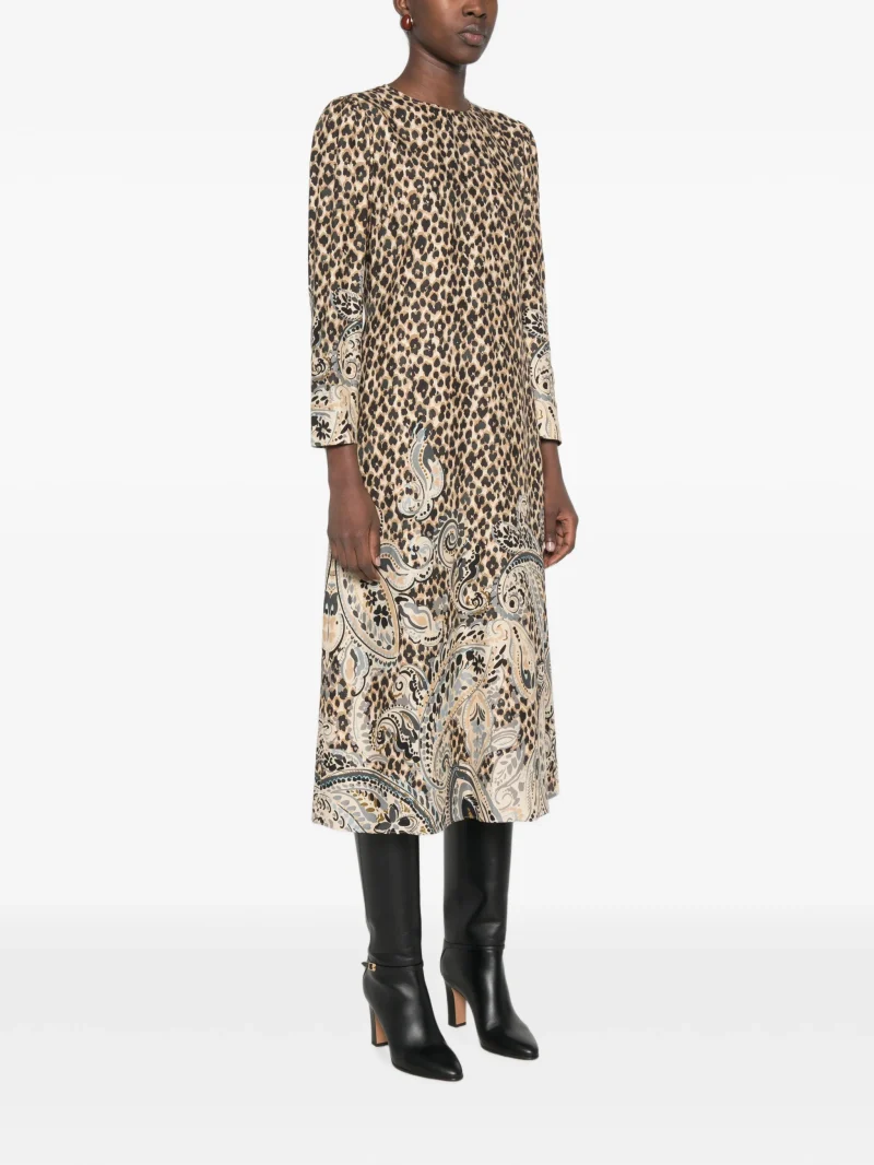 Rochie midi ETRO Leopard-Print maro - imagine 3