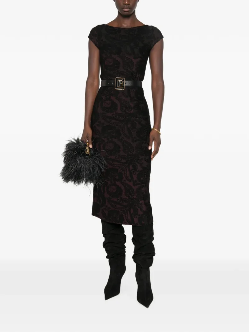 Rochie midi ETRO Paisley-Patterned Devore negru - imagine 4
