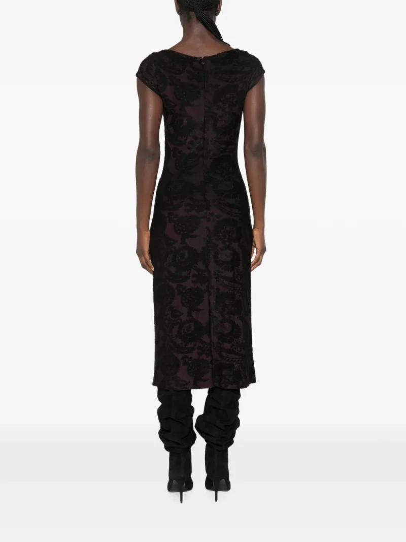 Alternative view of Rochie midi ETRO Paisley-Patterned Devore negru