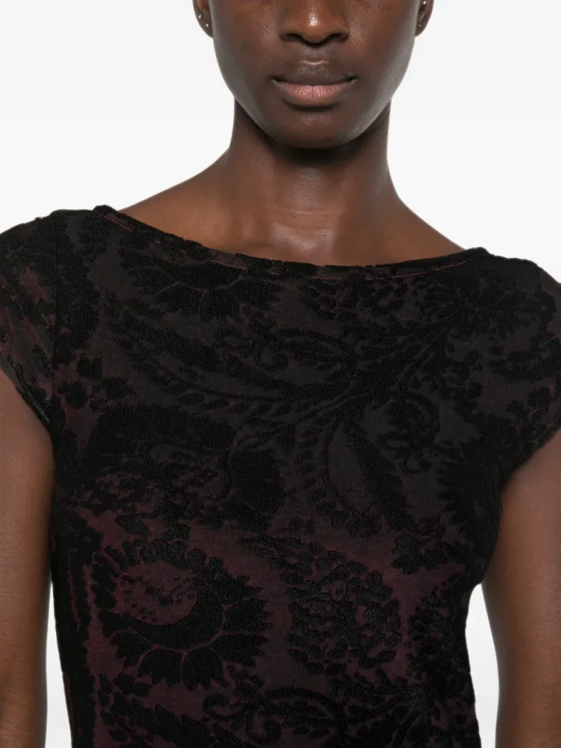 Rochie midi ETRO Paisley-Patterned Devore negru - imagine 5