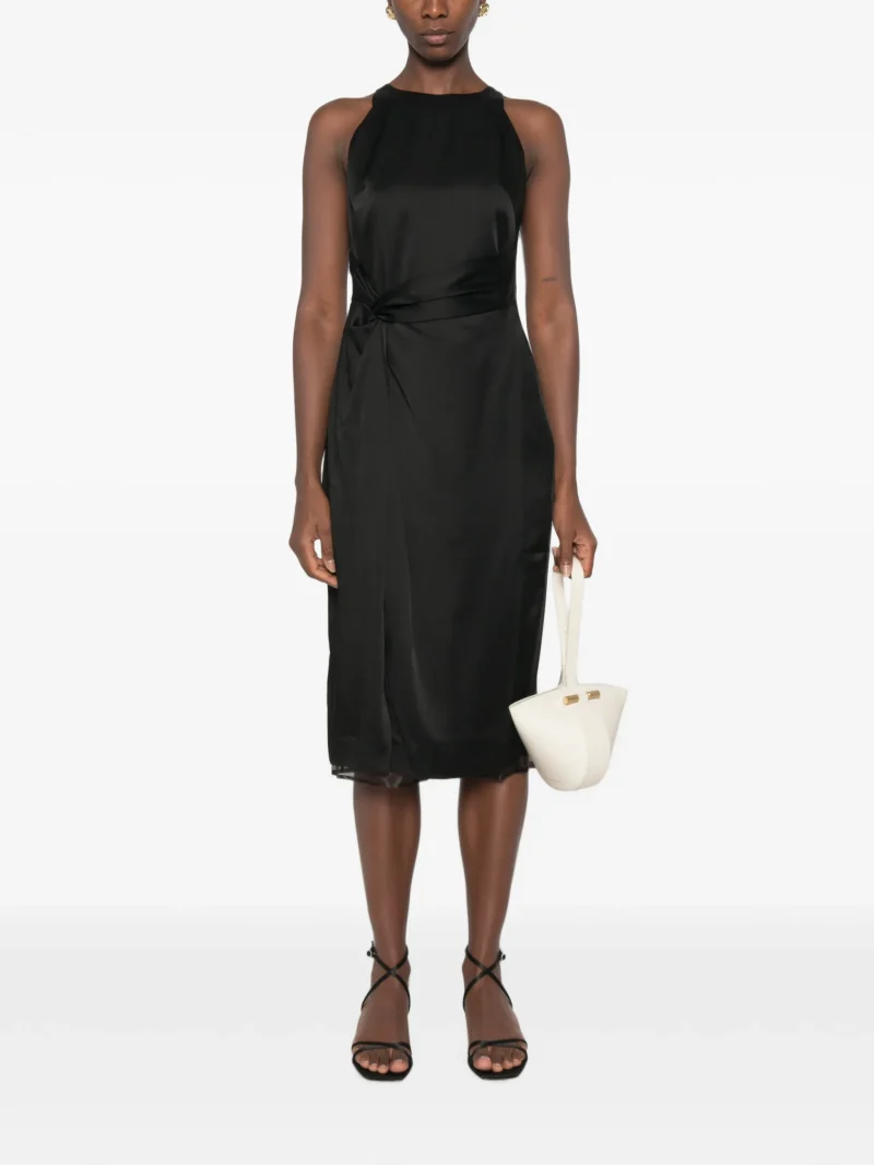 Rochie midi Rohe Twist-Detail Ssleeveless negru - imagine 4