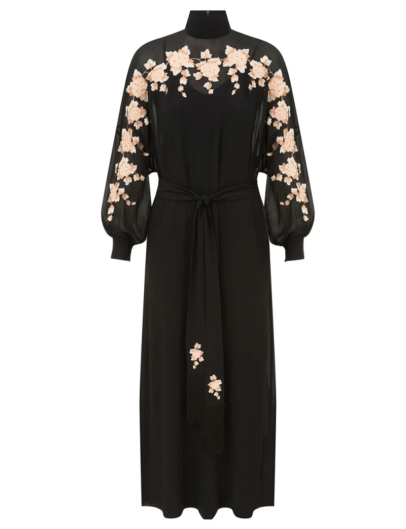 Rochie midi Zimmermann Valiant Embroidered Sheat negru