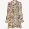 Rochie mini Camilla Animal-Print Silk maro
