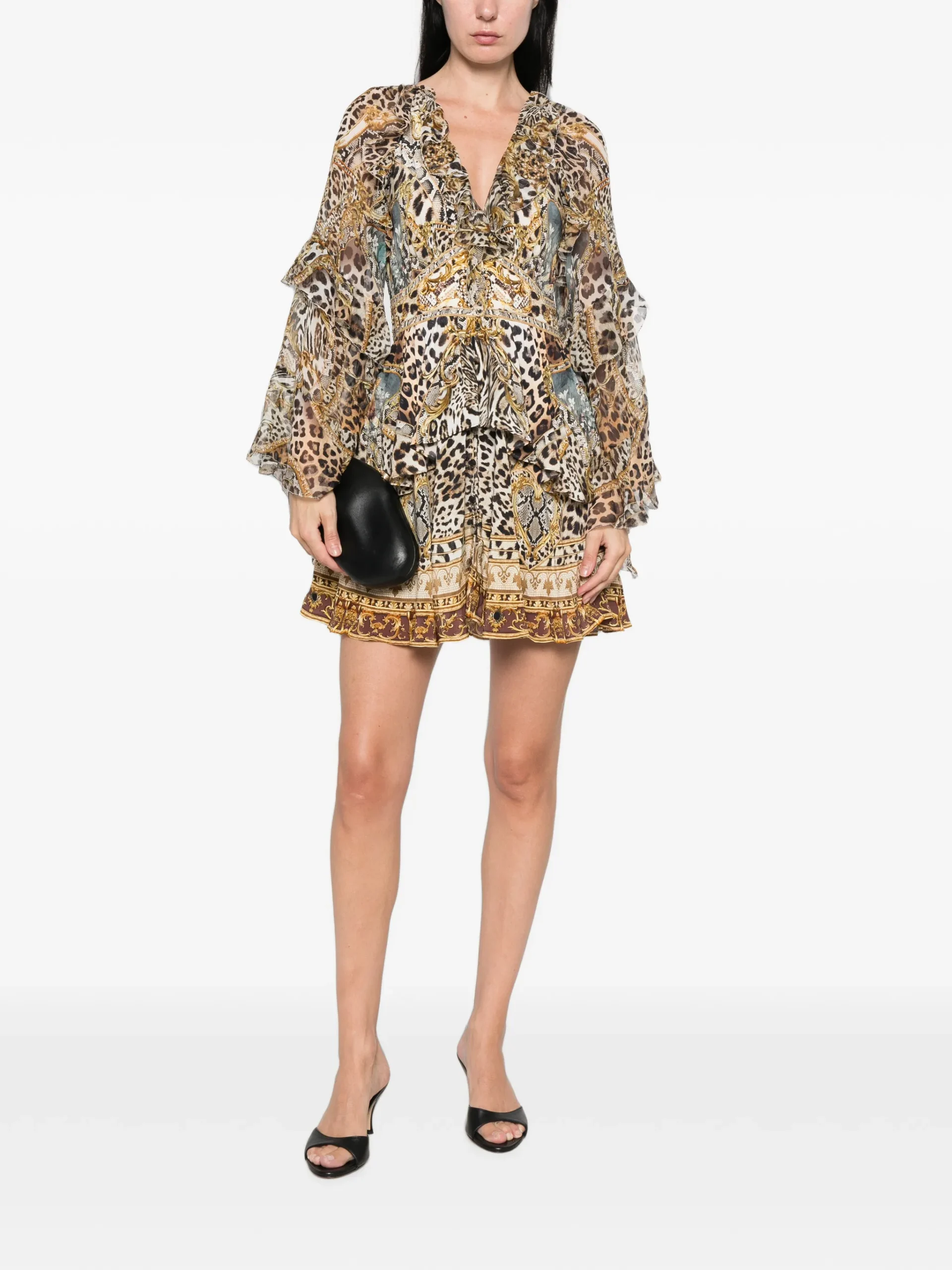 Rochie mini Camilla Ruffled Silk maro - imagine 5