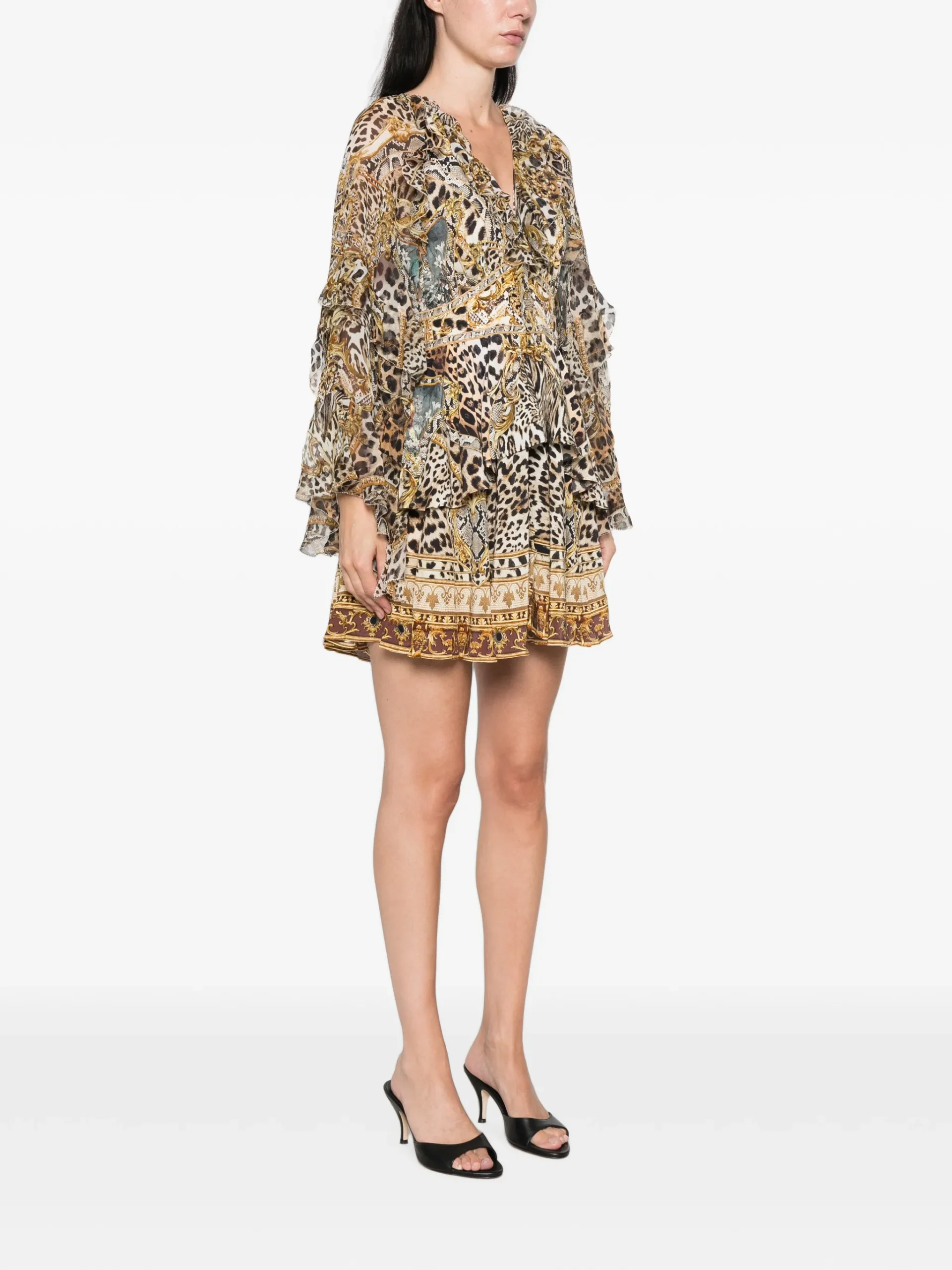Rochie mini Camilla Ruffled Silk maro - imagine 3
