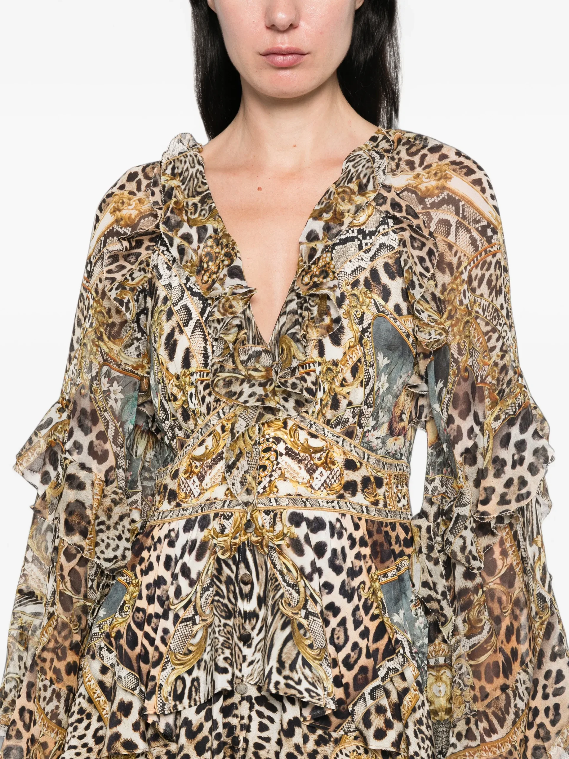 Rochie mini Camilla Ruffled Silk maro - imagine 4