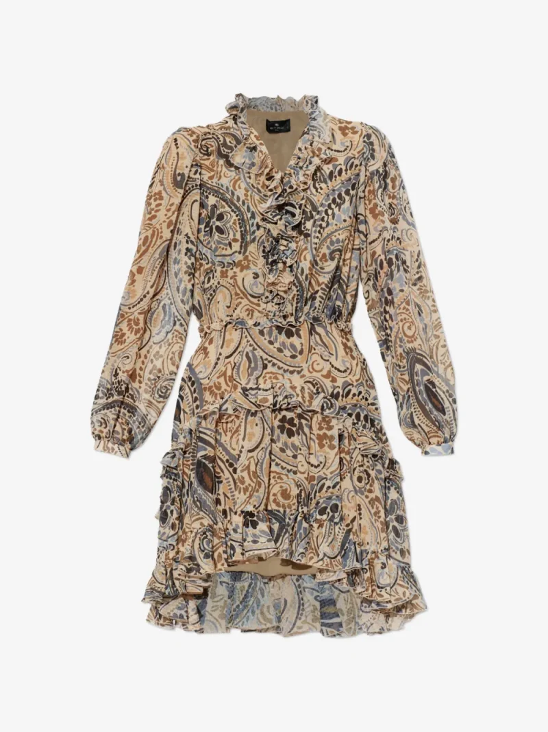 Rochie mini ETRO Paisley-Print Ruffled bej