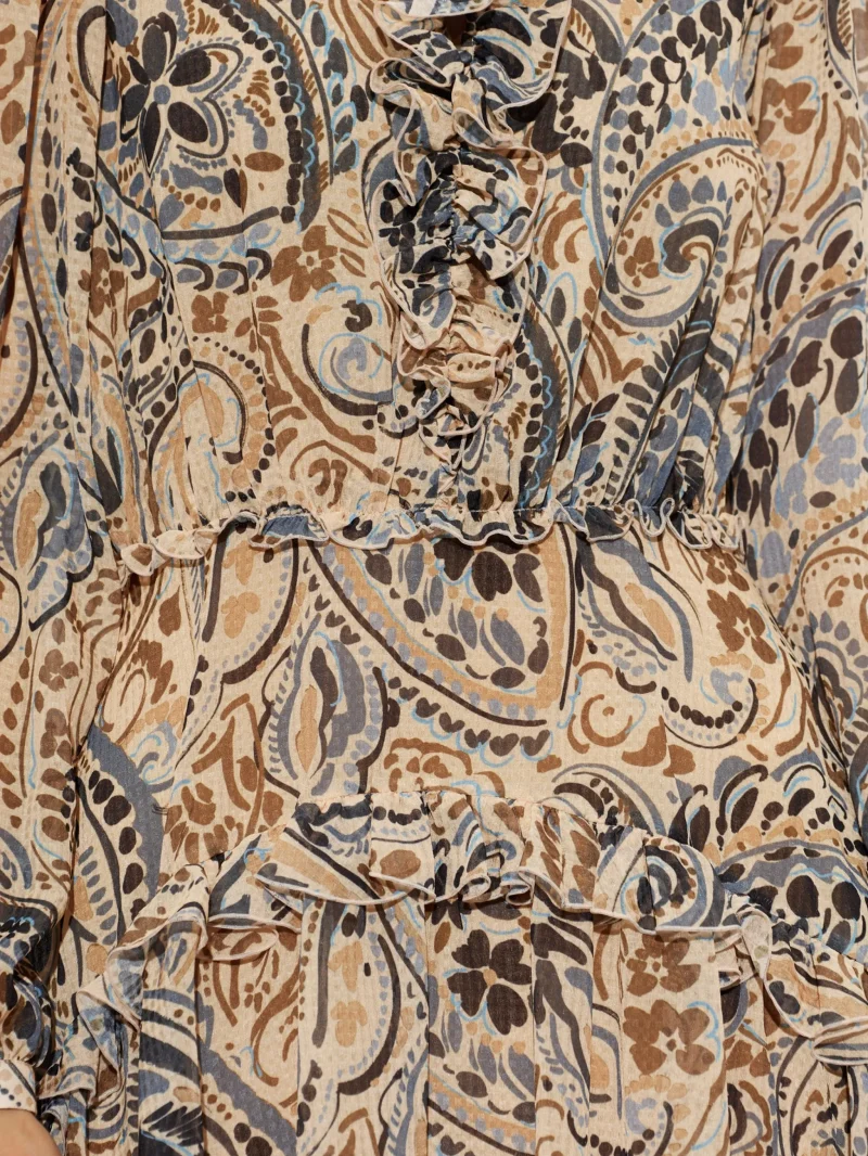 Rochie mini ETRO Paisley-Print Ruffled bej - imagine 5