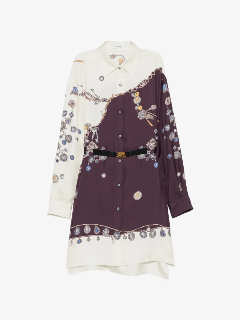 Rochie mini Versace Belted Silk violet