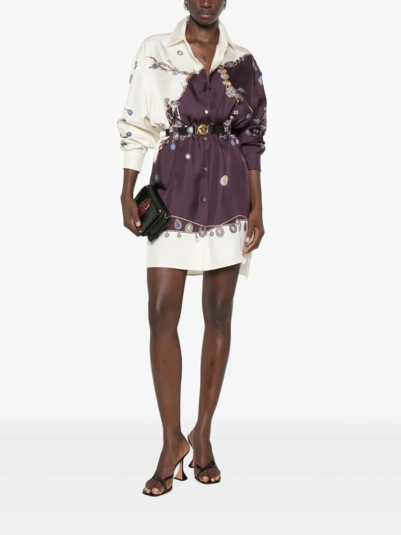 Rochie mini Versace Belted Silk violet - imagine 4