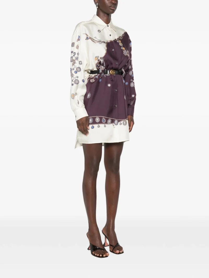 Rochie mini Versace Belted Silk violet - imagine 3