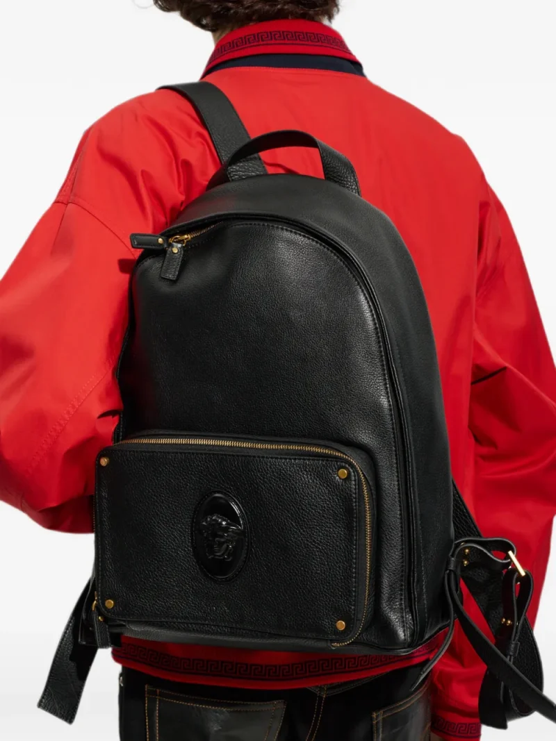 Rucsac Versace Lou Leather Backpack negru - imagine 3