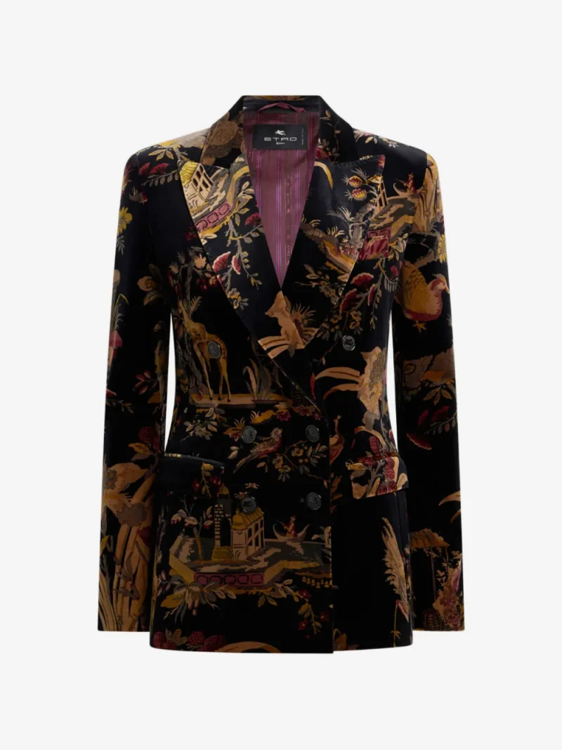 Sacou ETRO Double-Breasted Cotton-Velvet multicolor