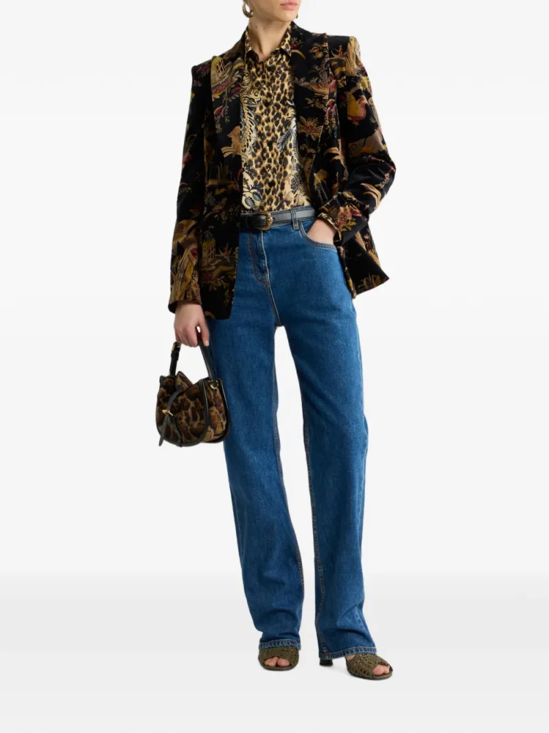 Sacou ETRO Double-Breasted Cotton-Velvet multicolor - imagine 3