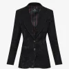 Sacou ETRO Floral-Jacquard Single-Vent negru