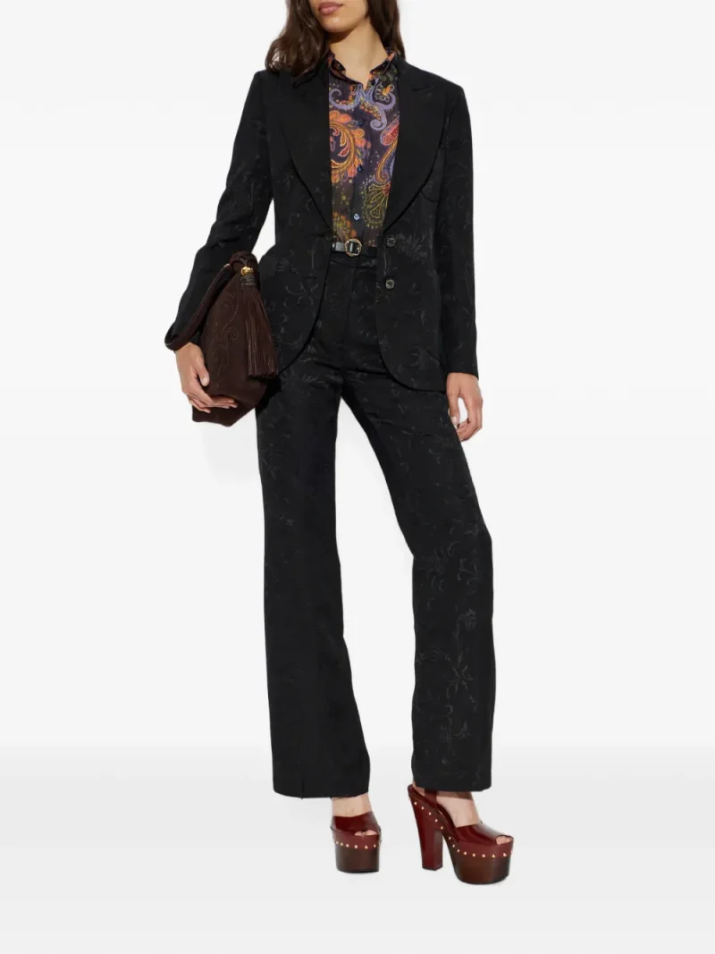 Sacou ETRO Floral-Jacquard Single-Vent negru - imagine 3