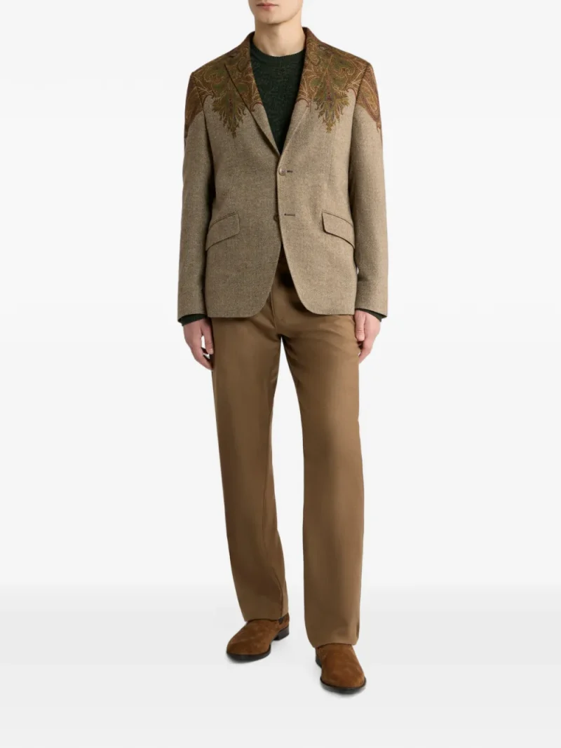 Sacou ETRO Single-Breasted Wool-Blend bej - imagine 3
