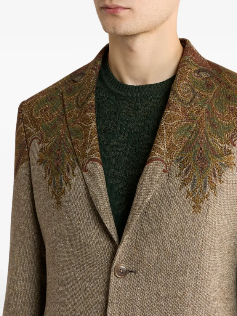 Sacou ETRO Single-Breasted Wool-Blend bej - imagine 4