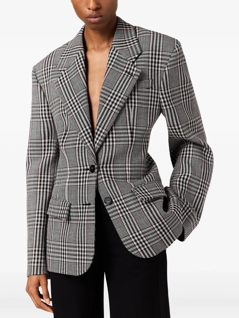 Sacou Stella McCartney Prince of Wales-Check Wool gri - imagine 4