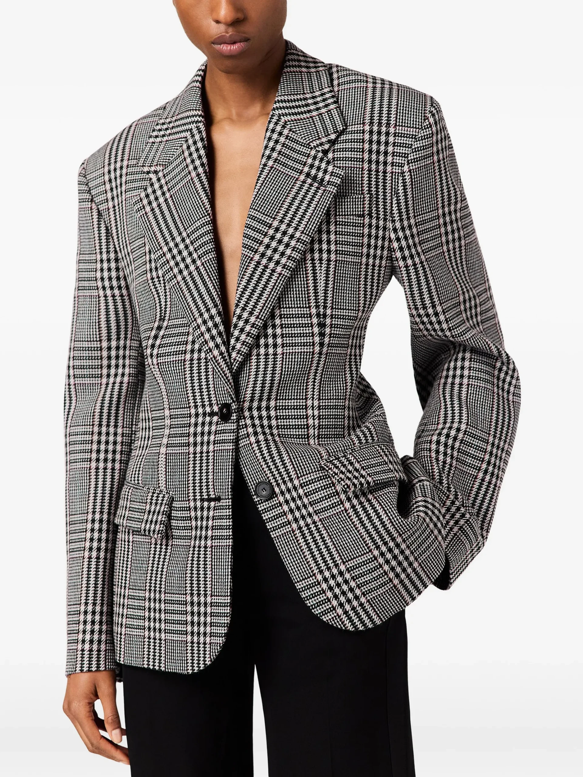 Sacou Stella McCartney Prince of Wales-Check Wool gri - imagine 4