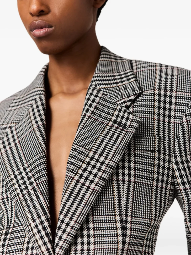 Sacou Stella McCartney Prince of Wales-Check Wool gri - imagine 5