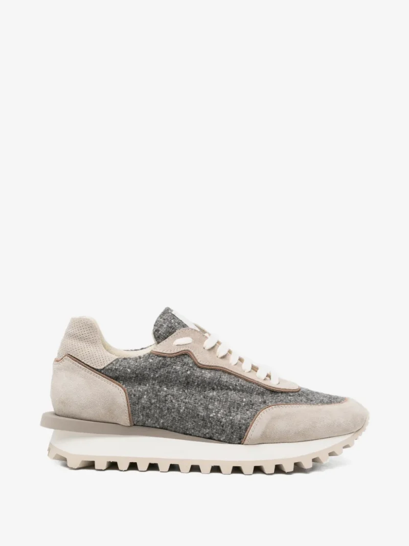 Sneakers Eleventy Panelled Lace-Up bej