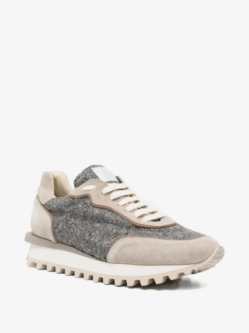 Sneakers Eleventy Panelled Lace-Up bej - imagine 4