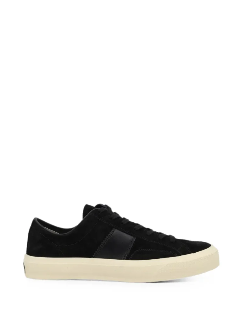 Sneakers Tom Ford Suede Leather-Panel negru